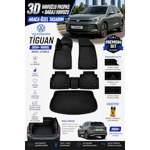 Volkswagen Tiguan 2024+ Model Uyumlu 3d Araca Özel Havuzlu Paspas+bagaj Havuzu Birebir Uyum
