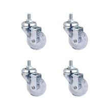 Furç Vidalı Bilyalı Teker - 20x50 - Şeffaf Hks188 - 4 Adet Çok Renkli