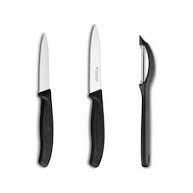 Victorinox Siyah 3'lü Bıçak Soyacak Seti Siyah