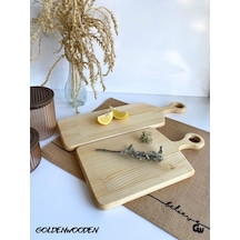 Doğal Ahşap Sunum Tabağı Set Ahşap Sunumluk Beyaz Çam Boy:46cm En:14cm Boy:36cm En:18,5cm