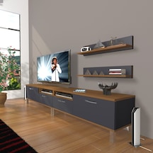 Decoraktiv Eko 220r Mdf Krom Ayaklı Tv Ünitesi Tv Sehpası Ceviz - Antrasit