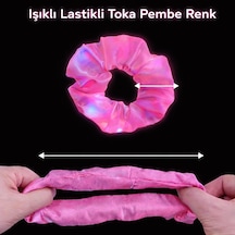 Pembe Renk Led Işıklı Lastikli Saç Tokası Renkli