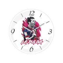 Messi La Liga Çap 30cm Sessiz Akar Bombeli Gerçek Cam Duvar Saati Siyah