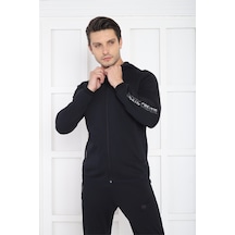 Erkek Spor Lacivert Spor Slimfit, Kapüşonlu, 4 Cepli, 4 Mevsim Eş Lacivert