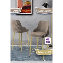 Canisa Tera Serisi 1 Adet Babyface Kumaş 65 Cm Gold Kaplama Ayaklı Cappucino Bar Sandalyesi Cappucino Sandalye Gold Kaplama Ayak