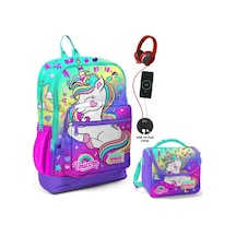 Coral High Su Yeşili Lavanta Unicorn Okul Ve Beslenme Çantası Set