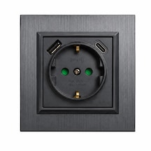 Ovivo Quantum Metalik Siyah Type C+3.1a Usb İnox Çerçeve