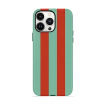 Apple iPhone Uyumlu 14 Pro Vorian Çift Katmanlı Kılıf Terracotta Mint Stripe