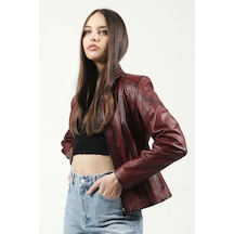 Dericlub Evelyn Kadın Slimfit Hakiki Deri Mont Ök.bordo Ök.bordo