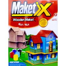 Vıp Maket Boyanabilir Villa 6 Renk Akrilik Boya Eğitici Oyuncak Ahşap Boyama Ahşap Villa Boyama Seti