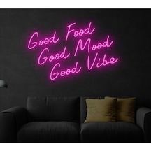 Good Food Good Mood Good Vibe Yazılı Neon Tabela Pembe