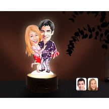 Kişiye Özel Sevgililer Karikatürlü Dekoratif 3D Biblo Led Işıklı (481495290)