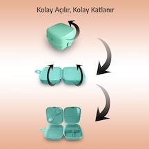Bölmeli Beslenme Kutusu, Çocuk Kahvaltı Saklama Kabı, Öğrenci Okul Piknik Kamp İş, Öğle Yemeği Yiyecek Koyma Çantası Açık Mavi - Resimsiz Bakır
