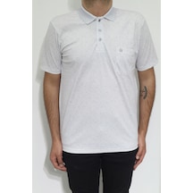 Santa Dmctekstil Erkek Desenli Klasik Kesim Rahat Kalıp Tek Cepli Polo Yaka Düğmeli T-shirt Taş