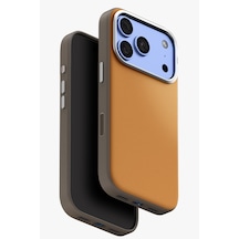 Apple iPhone Uyumlu 18 Pro Kılıf Lyden Ds Çift Tonlu Vegan Deri Magsafe Özel Tasarım Koruyucu Şık Kapak Kahverengi