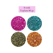 Kesme Cam Boncuk 2mm - 4 Renk - Toplam 80 Gram - Bnc438