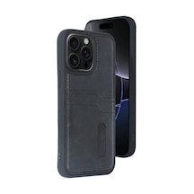 Gld-spt- Newface Apple Uyumlu iPhone 14 Pro Max Kılıf Sara Kartvizitli Deri Kılıf - Siyah