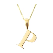 Kuyumcudukkani Zincirli Altın Renk "p" Harfli Kolye Gold
