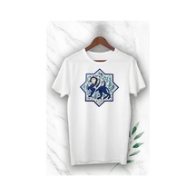 Startmore Unisex Beyaz Anadolu Selçuklu Aslan Başlı İnsan Figürü Baskılı T-shirt Beyaz
