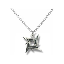 Metallica Ninja Star Gümüş Renk Unisex Kolye Rock Ve Metal Aksesuar Çok renkli