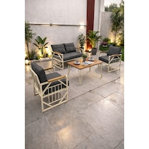 Violet Cappuccino 2+1+1 Masalı Antrasit Minderli Metal Balkon Bahçe Oturma Grubu
