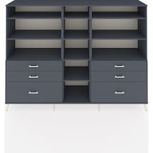 Hyperion Dolap 10 Raflı 6 Çekmeceli 220x44x163 Antrasit-antrasit Antrasit-antrasit