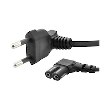 Hadron C7 Figure 8 L Tip Teyp Güç Kablosu 1.5 Metre - Tv, Radyo, Uydu Alıcısı İçin 90 Açılı 2 Pin 1 Mm 500w Power Kablosu - Siyah