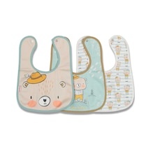 Sitilin Çift Katlı Çıtçıtlı Su Geçirmez Bebek Mama Ve Salya Önlük 3 Adet Stl5137 Çok Renkli