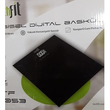 Techfit Baskül Tf-1053 Düz Siyah Temperli Cam