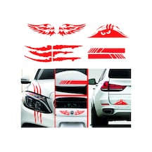 Monster Pençe Dikiz-kanat-bagaj Oto Sticker Kırmızı 4'lü Paket