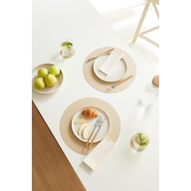 Home Wave 6'lı Bej/taş Renk Suni Deri Amerikan Servis Ø 36 Cm Bej