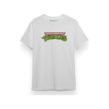 Ninja Turtles Yazı Beyaz Kısa Kol Erkek Tshirt 001