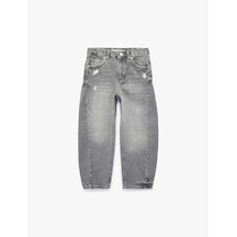 Koton Pamuklu Rahat Kesim Cep Detaylı Barrel Denim Pantolon Gri 7wkb40015td