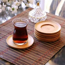 Bambu Yuvarlak Çay Tabağı Bardak Altlığı 6'li Set, Dekoratif Bambu Altlık Genel