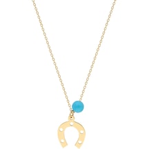 Glorria Glorria Altın Turkuaz Şans Kolye