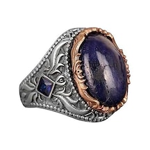 El Yapımı Sterlin Gümüş Erkek Yüzük Gerçek Doğal Cabochon Safir Taşı Şık Ve Zamansız Tasarım Gümüş