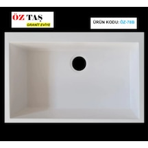 Öztaş ÖZ-78b Granit Mutfak Eviye Beyaz Tek Gözlü 50 x 78 CM