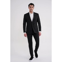 Efor Comfort Fit Mono Yaka Torba Cep Esnek Yünlü Siyah Spor Takım Elbise Tk 931 Siyah