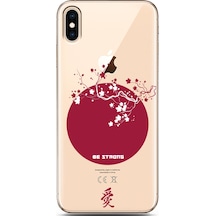 Apple Uyumlu iPhone Xs Max Sakura Strong Tasarımlı Süper Şeffaf Telefon Kılıfı Çok Renkli