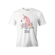 Unicorn Mom Pink Anneler Günü Beyaz Unisex Tshirt