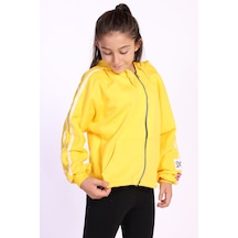 Toontoy Kız Çocuk Kol Üstü Şeritli Armalı Salaş Hırka Sarı Toontoy Kız Çocuk Kol Üstü Şeritli Armalı Salaş Hırka Sarı