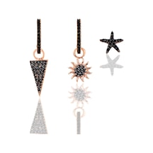 Gümüş Rose Onix Taşlı Piramit Kombin Üçlü Küpe Seti Barcode Gold - Rose Gold - Rodyum