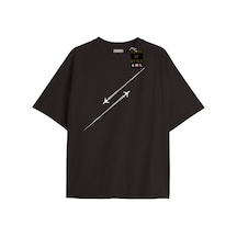 Flood Of Style Siyah Oversize T-shirt Uçak Özel Tasarım