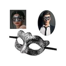 Maskeli Balo Antik Gri Gümüş Eskitilmiş Maske Balo Venedik