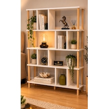 Veramoni 5 Raflı Modern Kitaplık 137x90x20 Cm - Beyaz