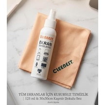 Ekran Temizleyici Seti, 125 Ml Sprey Ve 30x30 Cm Kaşmir Bez, Tüm Ekranlar İçin