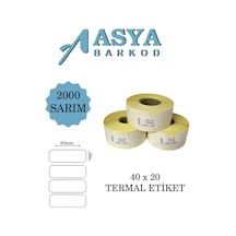 Etiket - Termal Etiket 40x20 2000 Sarım 1 Rulo 20x40