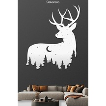 Ay Işığında Geyik Metal Duvar Tablosu - Metal Duvar Sanatı - Beyaz - 40 X 50 Cm