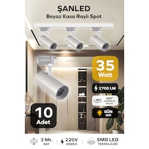 Led Beyaz Kasa Gün Işığı 35w Raylı Spot / 10 Adet 3 Metre Ray