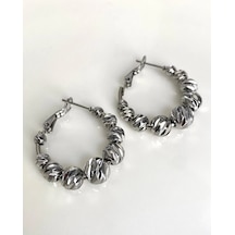 Justgaf Gümüş Renk Dorika Toplu Halka Küpe Gümüş